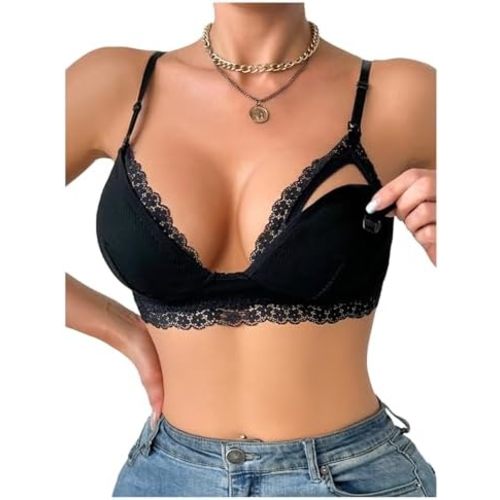 SHENHE Women's Non-Padded Nursing Bras for Breastfeeding Lace Wireless Sleep Triangle Bralettes