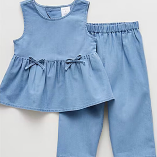 Okie Dokie Chambray Toddler & Little Girls 2-pc. Pant Set, Color: Light Wash - JCPenney
