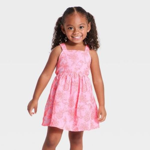 Toddler Girls' Embroidered Collection Dress - Cat & Jack™ Pink 12M