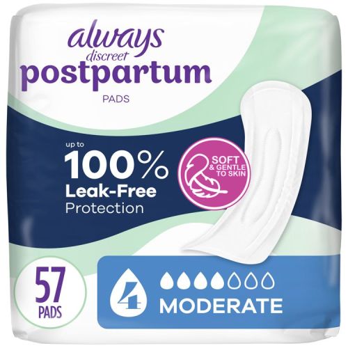 Always Discreet Postpartum Maxi Pad, Moderate, 57ct
