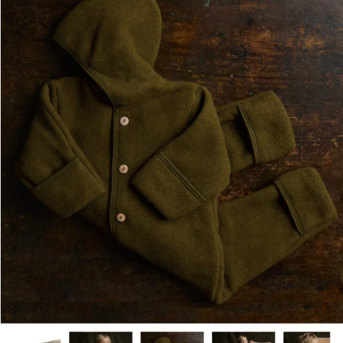 Pipit Baby Suit - Merino Wool Fleece - Seaweed