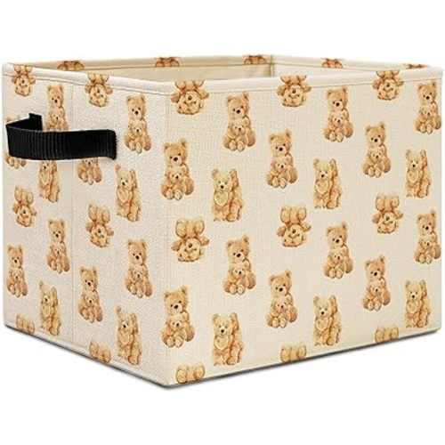 Bear Nursery Storage Bins, Cute Brown Bears Collapsible Storage Basket Organizer for Kids Room Nursery Playroom Bedroom Bathroom Clothes Toys Books, Toybox for Boys Girls