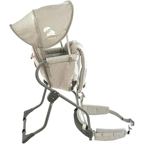 Lightweight Backpack Carrier | Premium Features, Ergonomic Aluminum Frame & Kickstand. (Everyday Comfort. Easy to Use. Designed for Babies, Toddlers & Kids 16-40lbs), Pebble