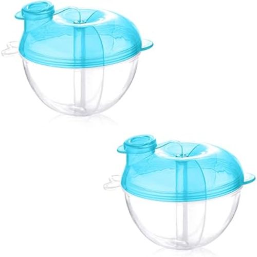 Accmor Baby Formula Dispenser for On-the-Go Feedings, Three-Compartment Non-Spill Formula Container to Go, Snack Milk Powder Dispenser for Traveling with Infant Toddler, Blue, 2 Pack
