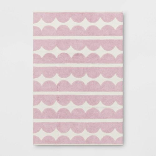 4'x5'6" Scallop Kids' Rug Purple - Pillowfort™: Cotton, Machine Washable, Medium Pile, Kids Bedroom Decor
