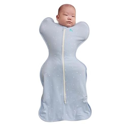 Love to Dream Swaddle Up Original, Arms Up Position, Light and Ultra Breathable Cotton - Wearable Blanket - 1.0 TOG - (20-24°C) Ideal for Moderate Temps (Twinkle Powder Blue, Medium, 6–8.5kg)