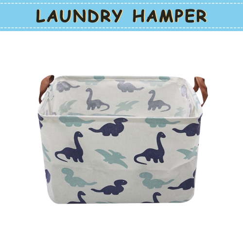 Howarmer Rectangle Large Storage Baskets, Collapsible Waterproof Bins with Handles, Foldable Storage Bin Organizer Baskets with Handles for Clothes, , , Black Geometry, Dinosaurs