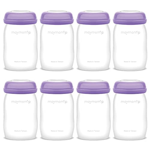 Maymom Storage Bottles Compatible with Lansinoh Pumps, Widemouth Version; Replace or Compatible with Laninoh Momma Bottles; 8 ct, 5oz