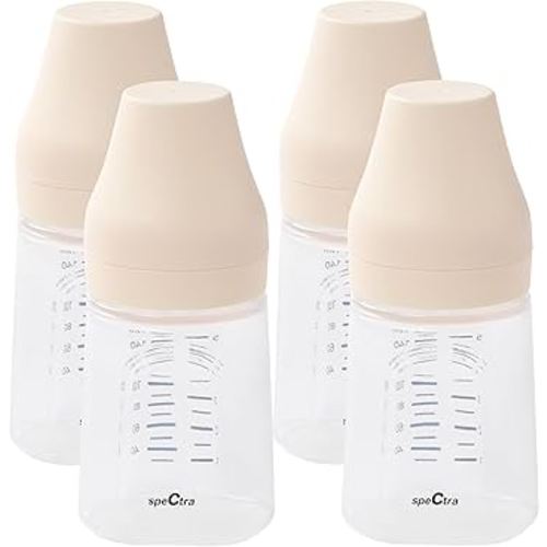 Spectra - Wide Neck Baby Bottles - Compatible with Spectra Breast Milk Pump Flanges (Pack of 4)