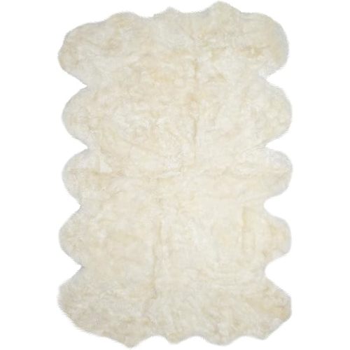 SAFAVIEH Sheep Skin Collection Area Rug - 6' x 9', Natural & White, Handmade Rustic Glam Genuine Pelt, 3.4-inch Thick Ideal for High Traffic Areas in Living Room, Bedroom (SHS211A)