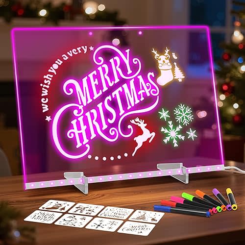 LumiBoard LED Drawing Board for Kids, 13.7"x10" Light Up Acrylic Dry Erase Led Note Board with Colors, Doodle Glow Board with Stand, Magic Drawing Tablet as Christmas & Birthday Gifts for Girls Boys