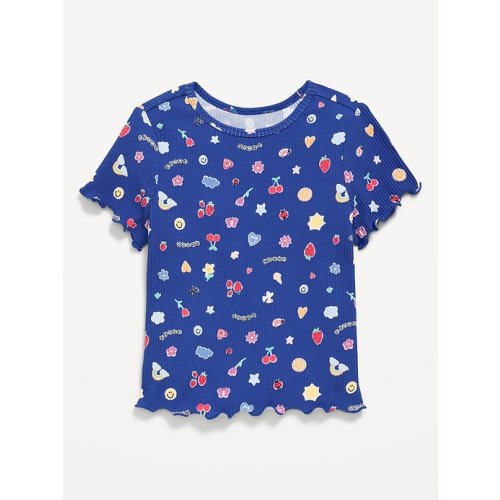 Short-Sleeve Lettuce-Edge T-Shirt for Toddler Girls