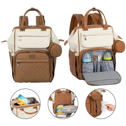 BabbleRoo Premium Vegan Leather Diaper Bag Backpack, Travel Backpack, Spacious & Stylish Nappy Organizer