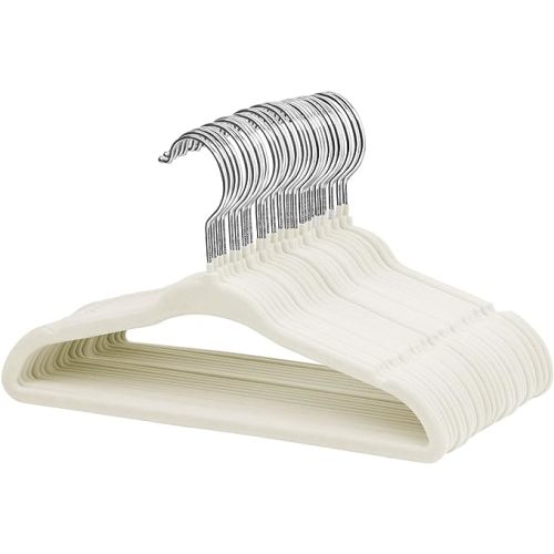 ManGotree Baby Velvet Clothes Hangers, Kids Toddler Children's Hangers for Clothes Space Saving Non-Slip (30 Pack, Cream)