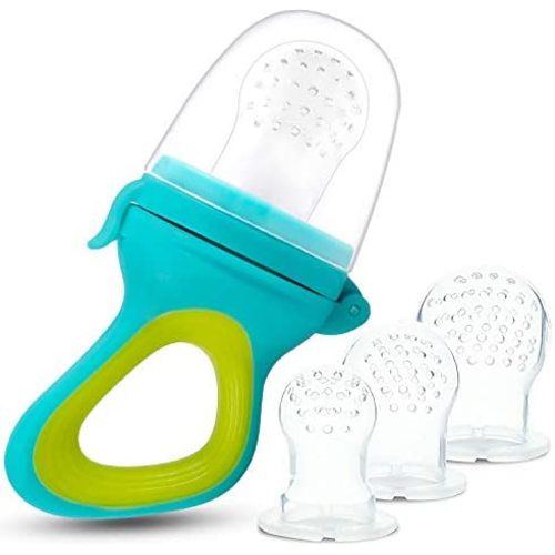 Baby Fresh Food Feeder/Fruit Feeder Pacifier - Infant Silicone Teether Feeder, Includes 3 Different Sized Silicone Pouches for Toddlers & Kids