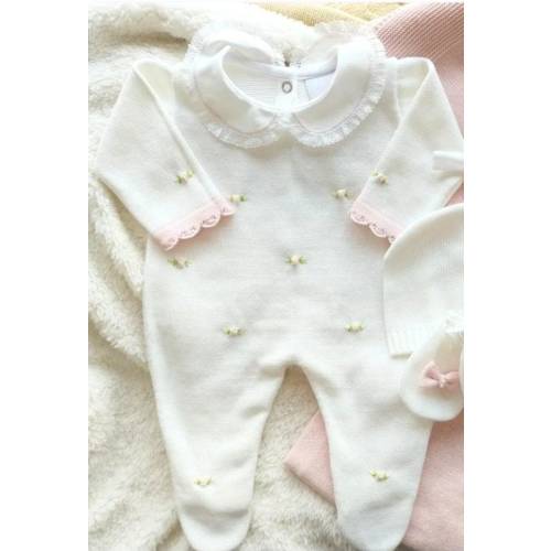 Newborn Girl Coming Home Outfit Baby Girl Knitted Outfit, Baby girl take home Spanish baby romper Christening outfit Newborn knitted outfit