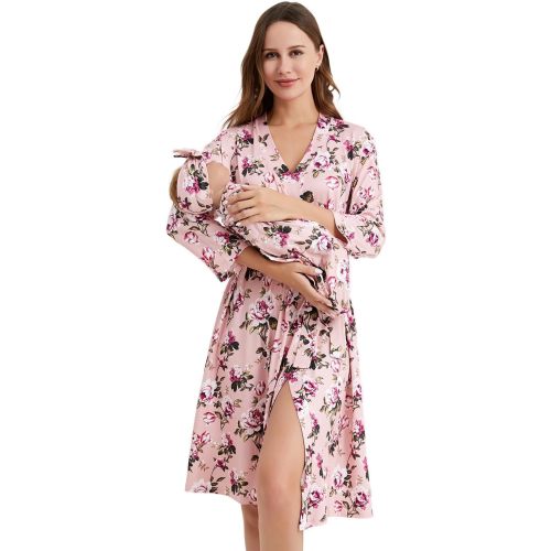 Galabloomer Maternity Robe and Receiving Blanket, Matching Mommy Labor Robe