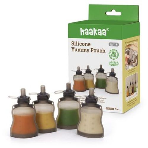 Haakaa Silicone Yummy Pouch 4.5 oz Grey 4-PK