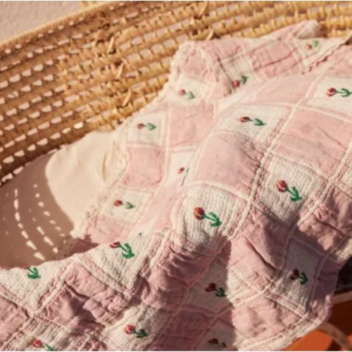 Bella Tulipes Organic Cotton Blanket | Pink