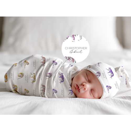 Custom Tiger Blanket Personalized Tiger Swaddle Blanket Tiger Baby Blanket with Name Blanket Baby Girl Blanket Baby Shower Gift for Nursery