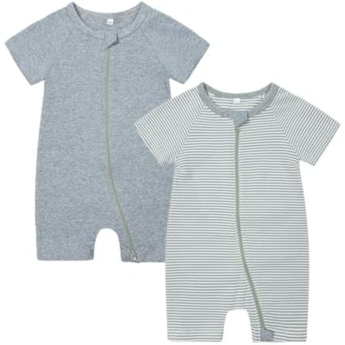 BeiVSlley Infant Baby Boy Girl's 2 Pack Short Sleeve Romper,Unisex Toddler Cotton Jumpsuit Outfits Clothes