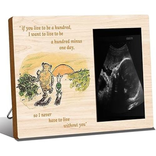 Winnie the Pooh Baby Shower Decorations - Sonogram Photo Gifts for Mommy to Be - Baby Picture Frame Gift for New Mom & Dad