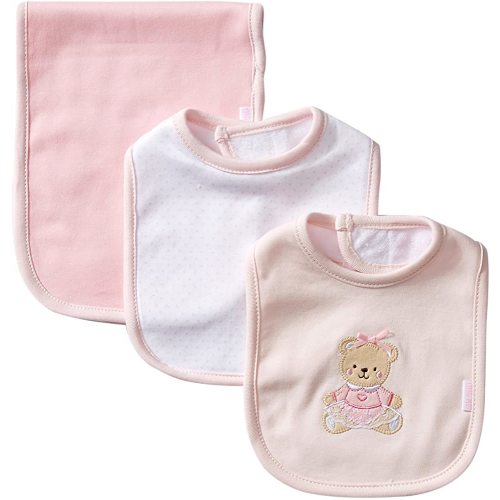 Little Me Clothes for Baby Boys’ and Girls’ 3-Piece Bib and Burp Sets, 2 Bibs and 1 Burp Cloth, Soft Cotton Feeding Essentials with Velcro Closures, Absorbent, Machine Washable