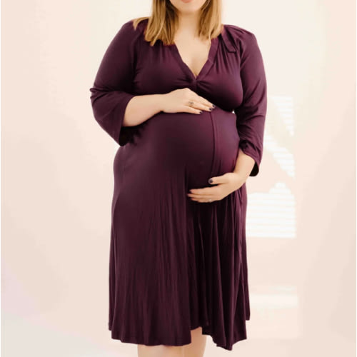 Lila Labor & Postpartum Gown in Plum