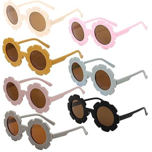 FBHLZ Girls Round Flower Sunglasses Flower Shaped Cute Glasses UV 400 Protection Outdoor Beach Children Girl Boy