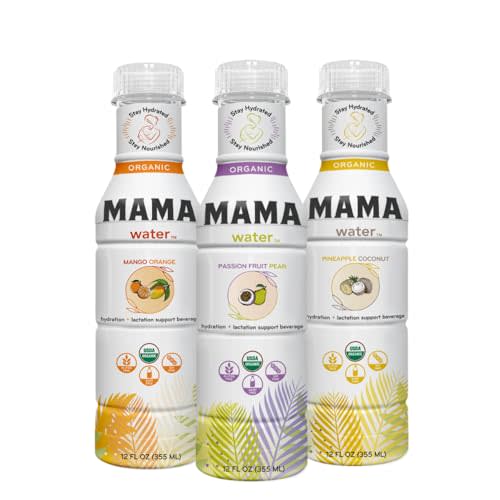Mama Water™ Variety Pack | Postpartum Recovery, Hydration & Lactation Support Drinks for Moms, Passion Fruit Pear, Pineapple Coconut & Mango Orange, Certified Organic & All-Natural, Electrolyte Beverage with Lactation Support Ingredients, No Artificial...