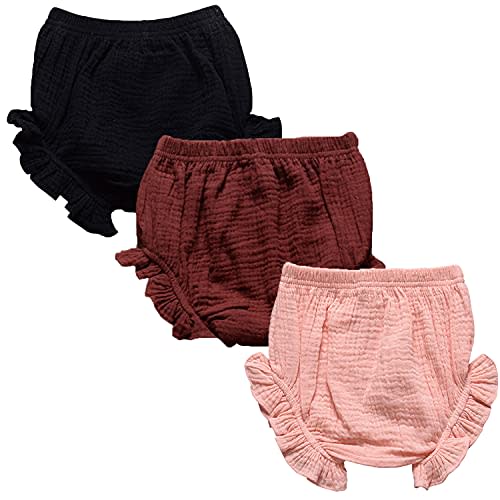 3PC Shorts Set Newborn Baby Girls Boys Pants Cotton Linen Blend Cute Floral Bloomers Triangle Shorts