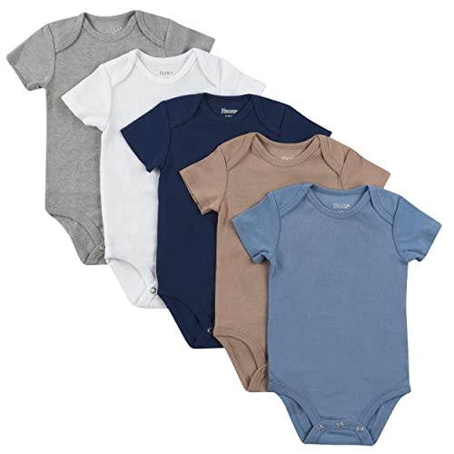 Hanes Baby Bodysuits, Ultimate Flexy Short Sleeve for Boys & Girls, 5-Pack