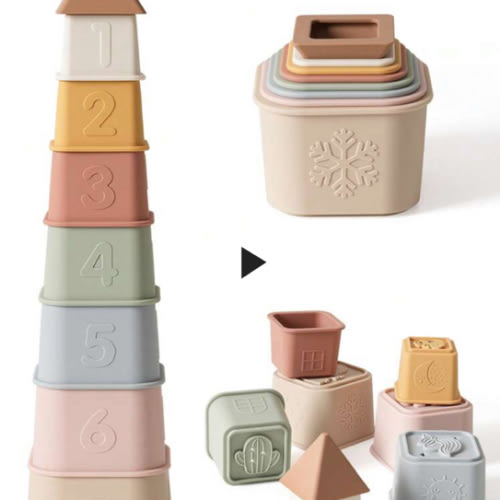 Baby Silicone Stacking Cups Set Of 8, Early Educational Baby Stackable Blocks, Silicone Toddler Stackable Toy for Sale Australia| New Collection Online| SHEIN Australia