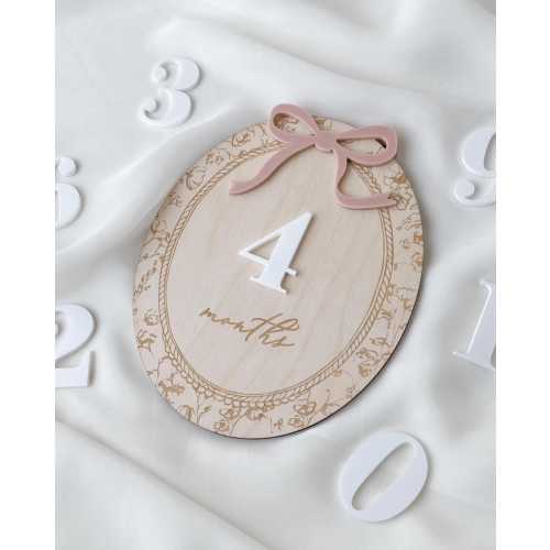 Floral Baby Girl Monthly Milestone Marker Bow Month Disc Nursery Photo Keepsake Personalized