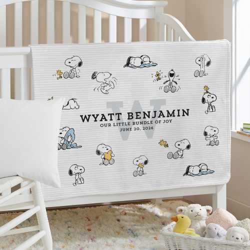 Personalized PEANUTS Baby Blanket - Welcome New Baby - Newborn Gift for New Parents