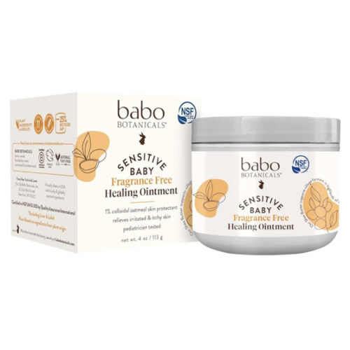 BABO Botanicals Sensitive Baby Fragrance-Free All Natural Healing Ointment - 99% Organic & 1% Colloidal Oat - Steroid-Free - NSF Certified - for Eczema, Irritated/Itchy Skin - Face, Body, Diaper Area