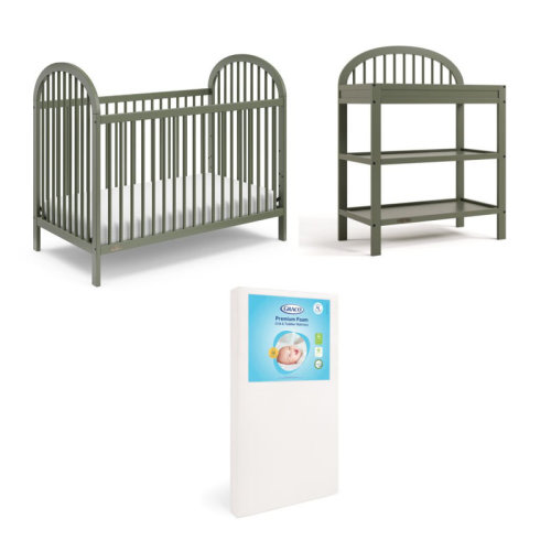 Graco Olivia 3-In-1 Convertible Crib With Mattress And Olivia Changing Table Nursery Set & Reviews | Wayfair
