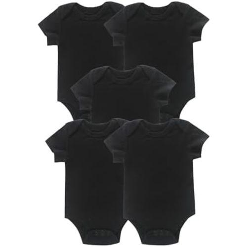 JYHOPE 5-Pack Newborn Infant Short Sleeve Pure Color Romper Bodysuit For Baby Girls And Boys Toddler Summer Clothes