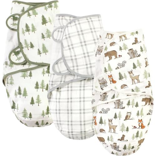 Hudson Baby Unisex Baby Cotton Swaddle Wrap, Forest Animals, 0-3 Months