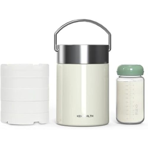 11oz Stainless Steel Breast Milk Cooler, 360° Cooling Gel Ring, 14-Hour Cold Storage, BPA-Free 11oz Bottle, Leak-Proof Portable Cooler for Half-Day Pumping, Work & Travel
