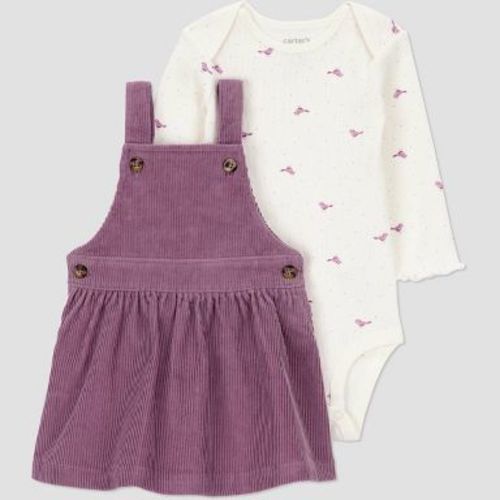 Carter's Just One You® Baby Girls' 2pc Overalls Dress Set - Plum Purple 3M