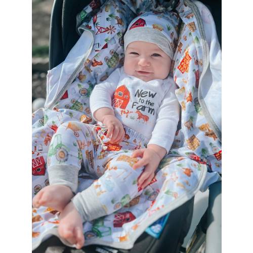 New to the Farm Outfit Boy Farming Bodysuit Pants Hat Blanket Barn Baby Coming Home Outfit Future Farmer New to the Farm Outfit
