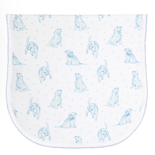 Blue Puppy Love Print Burp Cloth