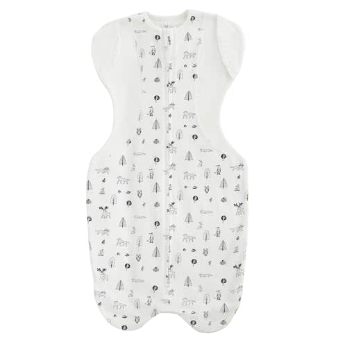 KIDIRA Transition Swaddle Sleep Sack, 3-6 Months, 12-18 lb, 2-Way Zipper, Moisture-Wicking Fabric, Snug Fit, (Munchkin Forest)