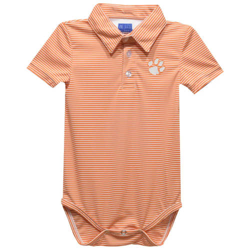 Clemson Tigers Embroidered Orange Stripe Knit Polo Onesie – Little Larks Children's Boutique