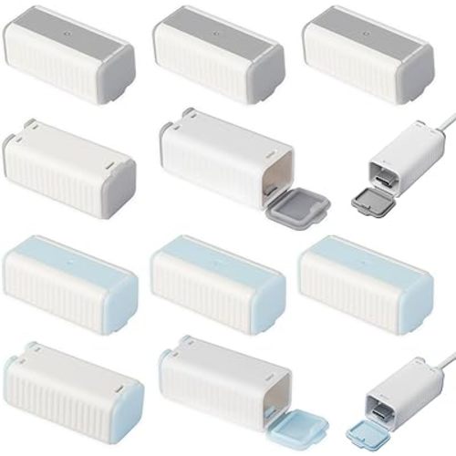 10 Pcs Foycow Child Proof USB Charger Protector - Charger Cover for Electrical Safety Baby Products, Baby Proof USB Charger Cords Covers for Pets and Toddlers- 10 Pcs - Grey & Blue