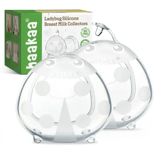 Haakaa Ladybug Milk Collector, Breast Shells Nursing Cup, Silicone Breast Milk Collector, Milk Savers for Breastfeeding, Nipple Shells Protect Sore Nipples Extra-Soft and Reusable (2 Pack, 75ml)
