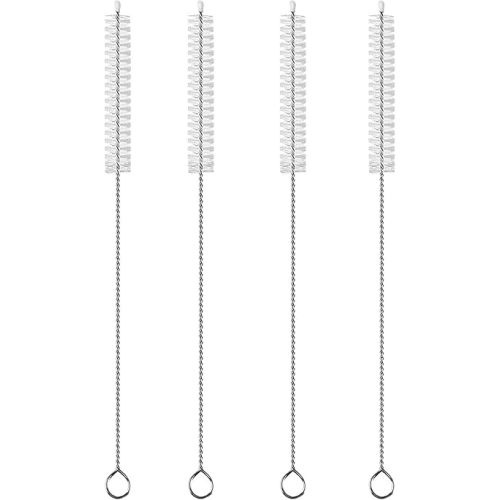 4 Pack Straw Cleaner Brush, Reusable Metal Handles Straw Cleaner Brush Extra Long for Stanley Mug 40, 30, 20 oz, 10mm Wide for Sippy Cup, Water Bottle and Tubes (Clear+Clear)