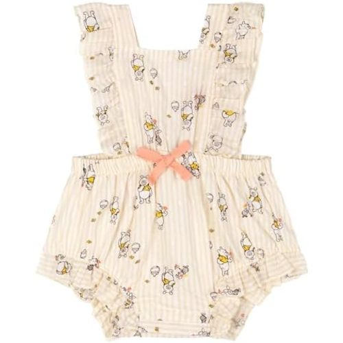 Disney Junior Baby Girls Square Neck Sleeveless Ruffle Romper Newborn to Infant Sizes (Newborn - 24 Months)