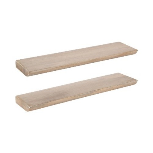 Kate and Laurel Burena Wood Floating Shelves, Natural, 2 Piece 24 Inch
